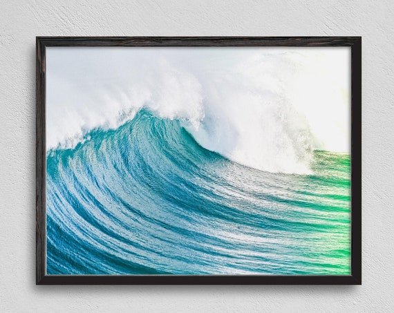 Wave Curl Print Beach Wall Decor Beach Print Ocean Print Tropical Aquatic Ocean Print Ocean Wave Print