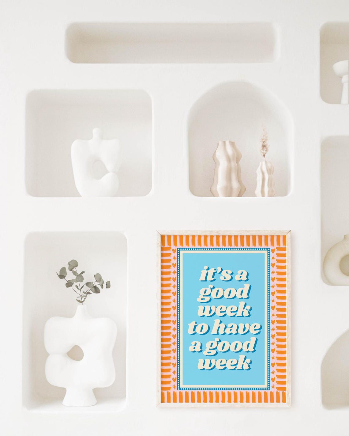 Its A Good Week To Have A Good Week Blue Orange Retro Quote Poster - Image 3