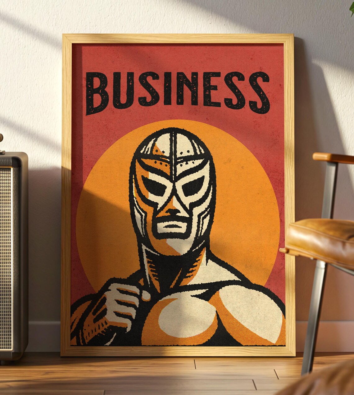 Business Luchador Masked Wrestler Vintage Retro Sports Poster