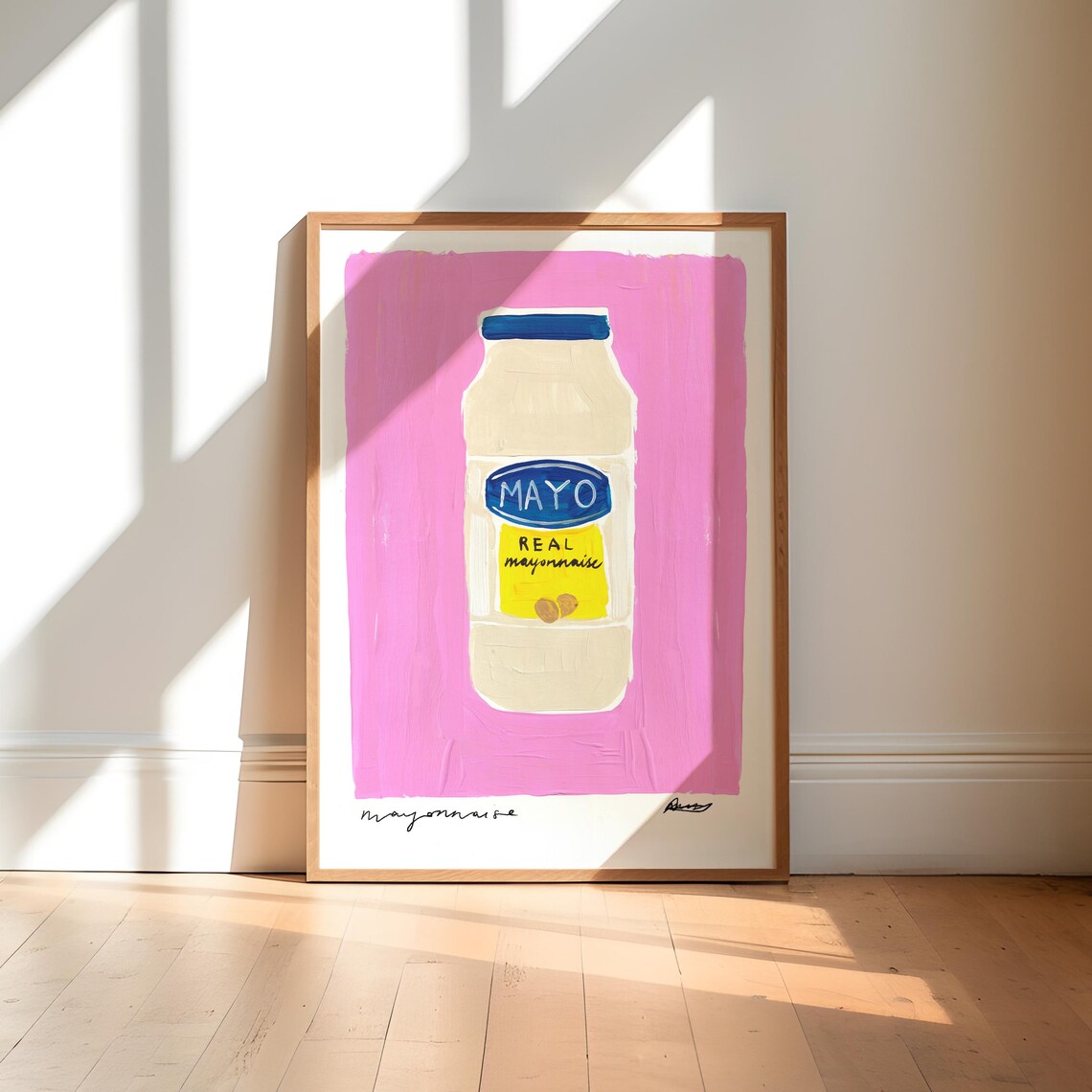 Mayonnaise Kitchen Quirky Art Print, Pink Gift