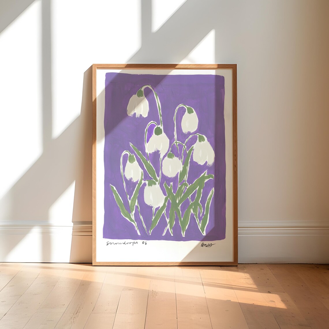 Snowdrops Painting Abstract Floral Art Print