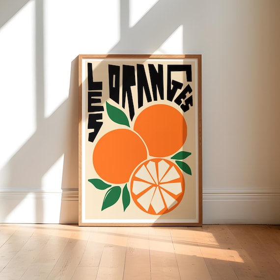 Orange Fruit Retro Kitchen Art Print