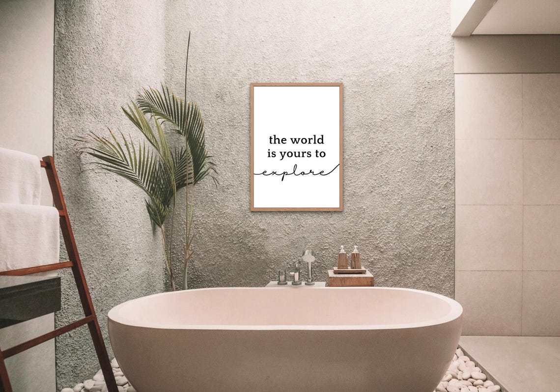 The World Is Yours To Explore Minimalist Typography Quote Wall Poster - Image 2