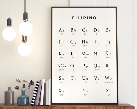 Filipino Alphabet Art Philippines Print Alphabet Chart Black White Wall Art Poster Instant