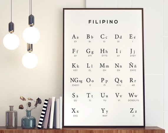 Filipino Alphabet Chart Minimalist Philippines Language Learning Decor Poster