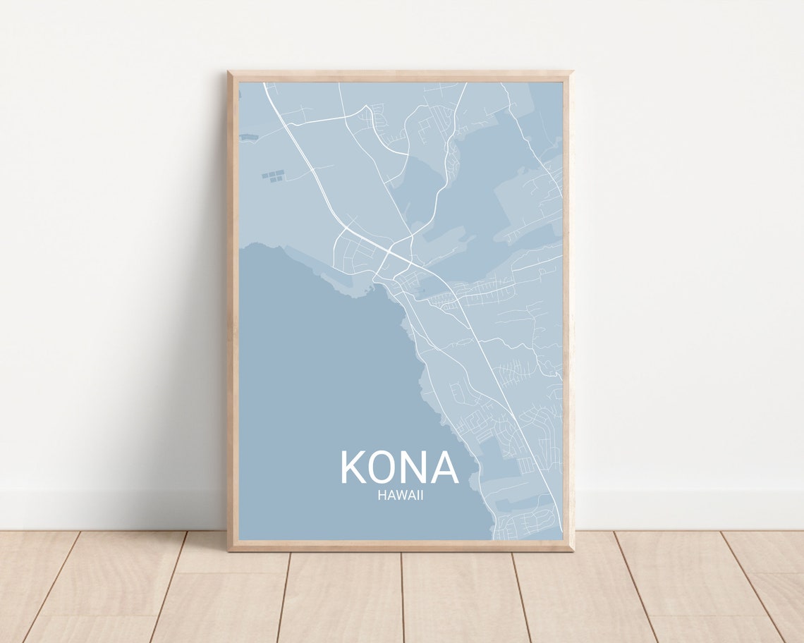 Kona Map Print Kona Travel Map Map Of Hawaii Hawaiian Gifts Hawaii Gifts Wedding Gifts Anniversary Gifts Valentine Gifts - Image 4