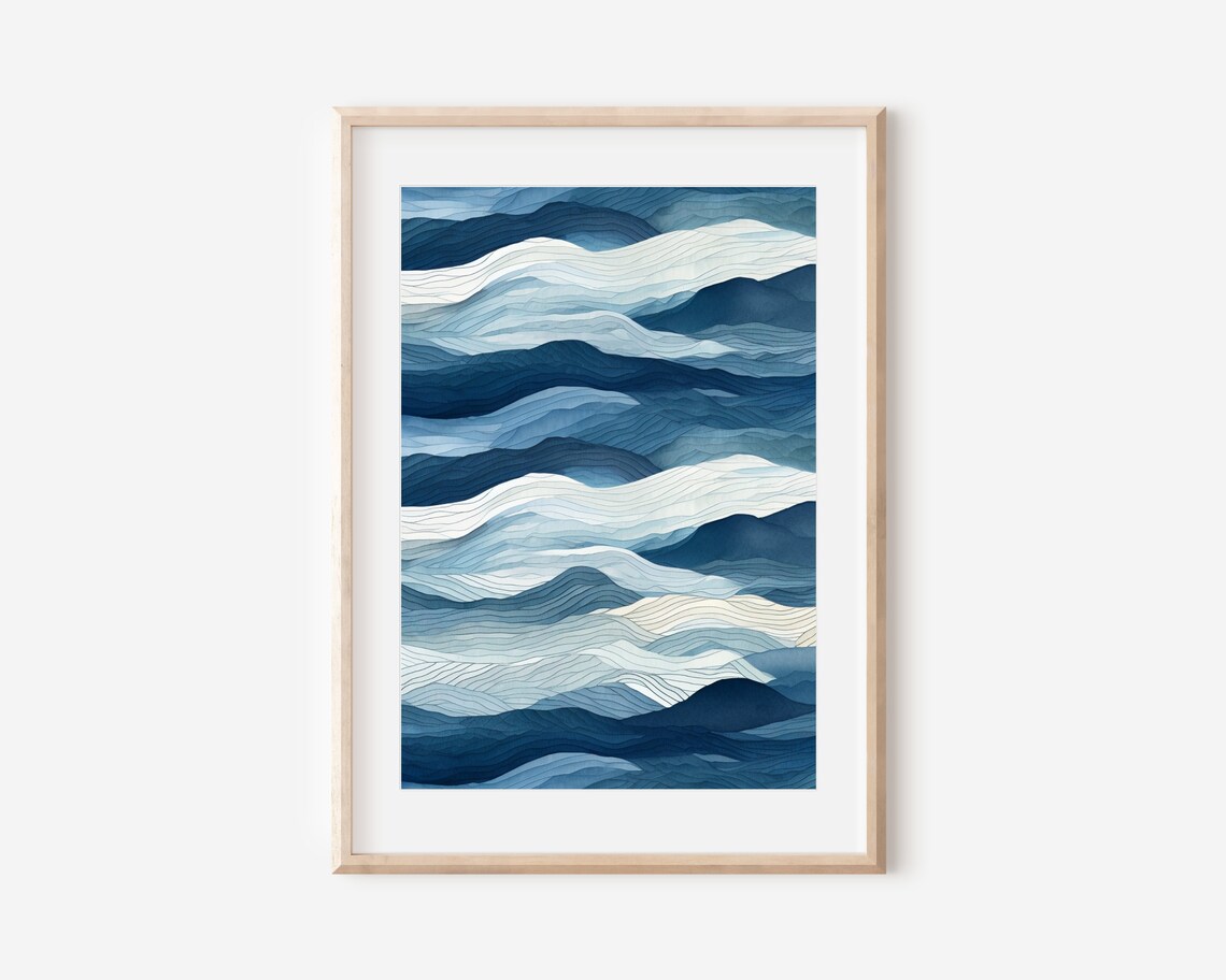 Boho Minimal Wave Art Print, Coastal Seascape