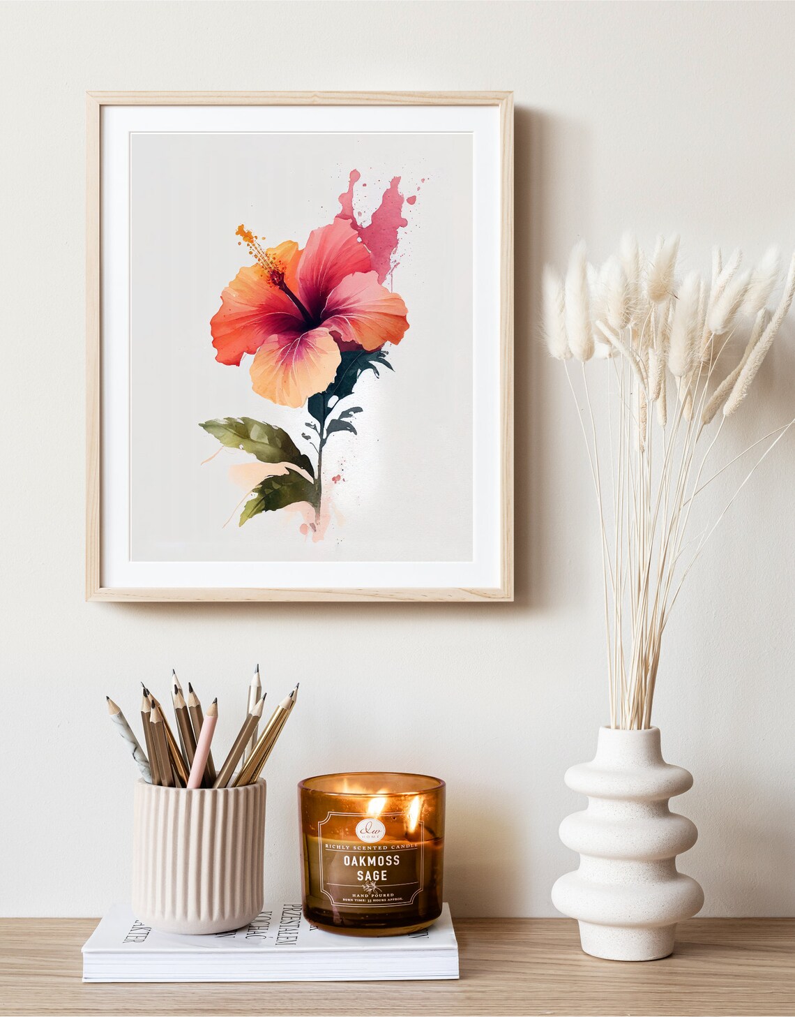 Hibiscus Watercolor Tropical Art Print, Boho Hawaii - Image 4