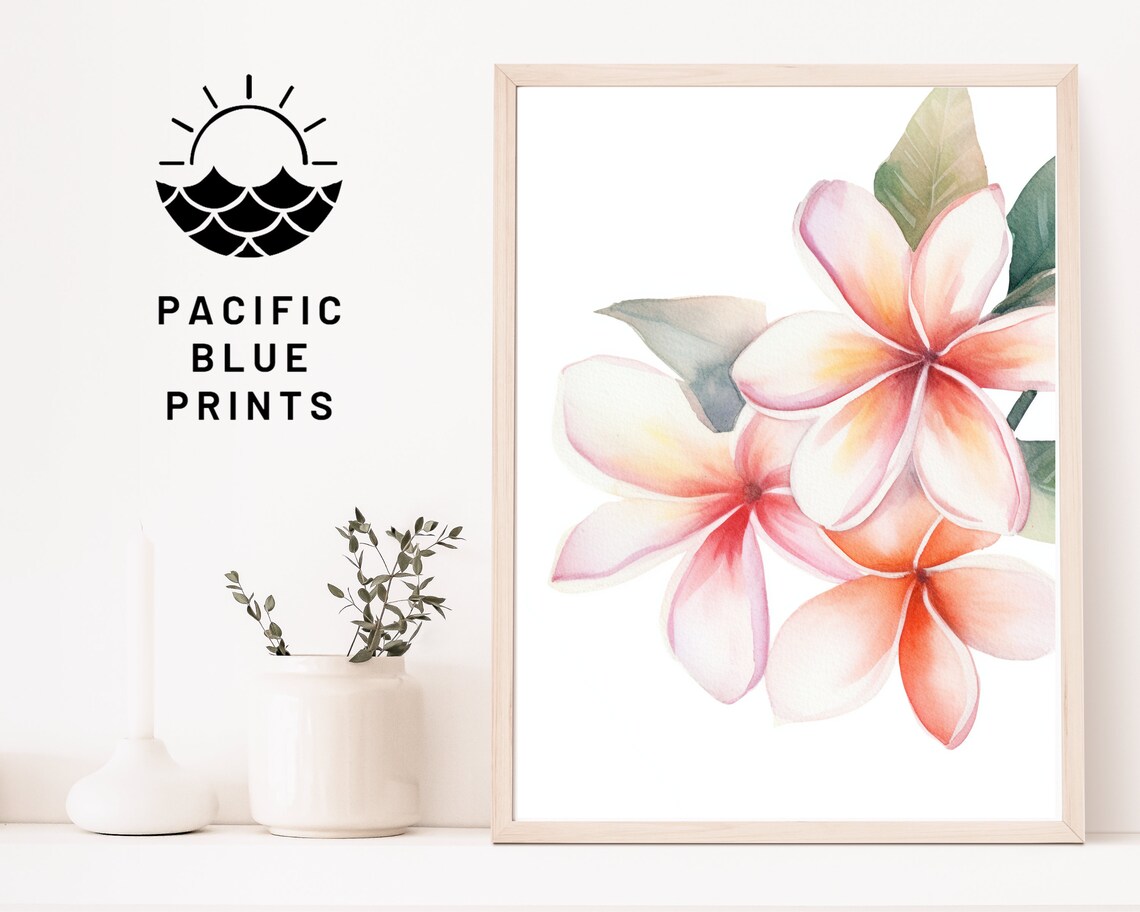 Hawaiian Plumeria Botanical Art Print, Tropical Decor - Image 4