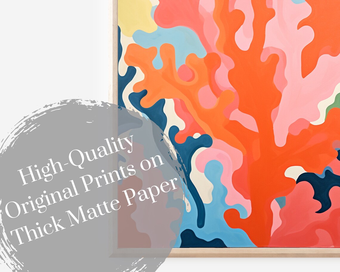 Matisse-Inspired Boho Coral Seaside Art Print - Image 3