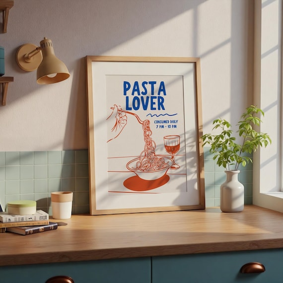 Pasta Lover Retro Kitchen Typography Spaghetti Foodie Fun Poster
