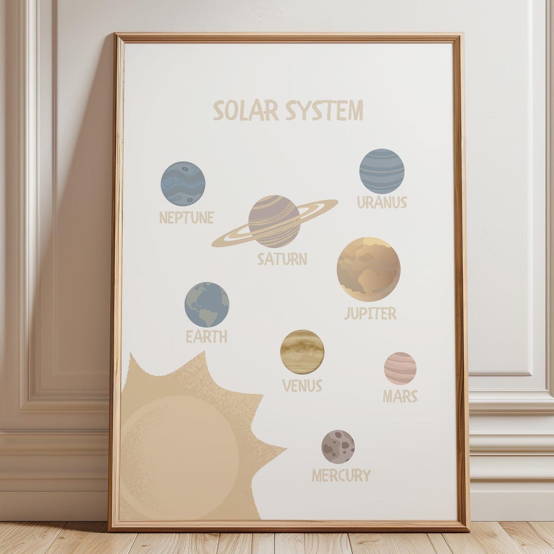 Solar System Print Planets Poster Educational Kid Room Prints Homeschool Decor Resource Classroom