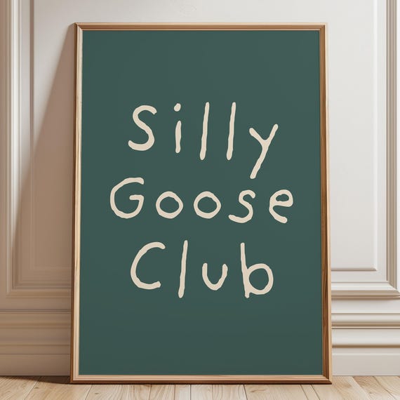 Silly Goose Club Wall Art Cute Poster Animal Duck Green Nursery Baby Room