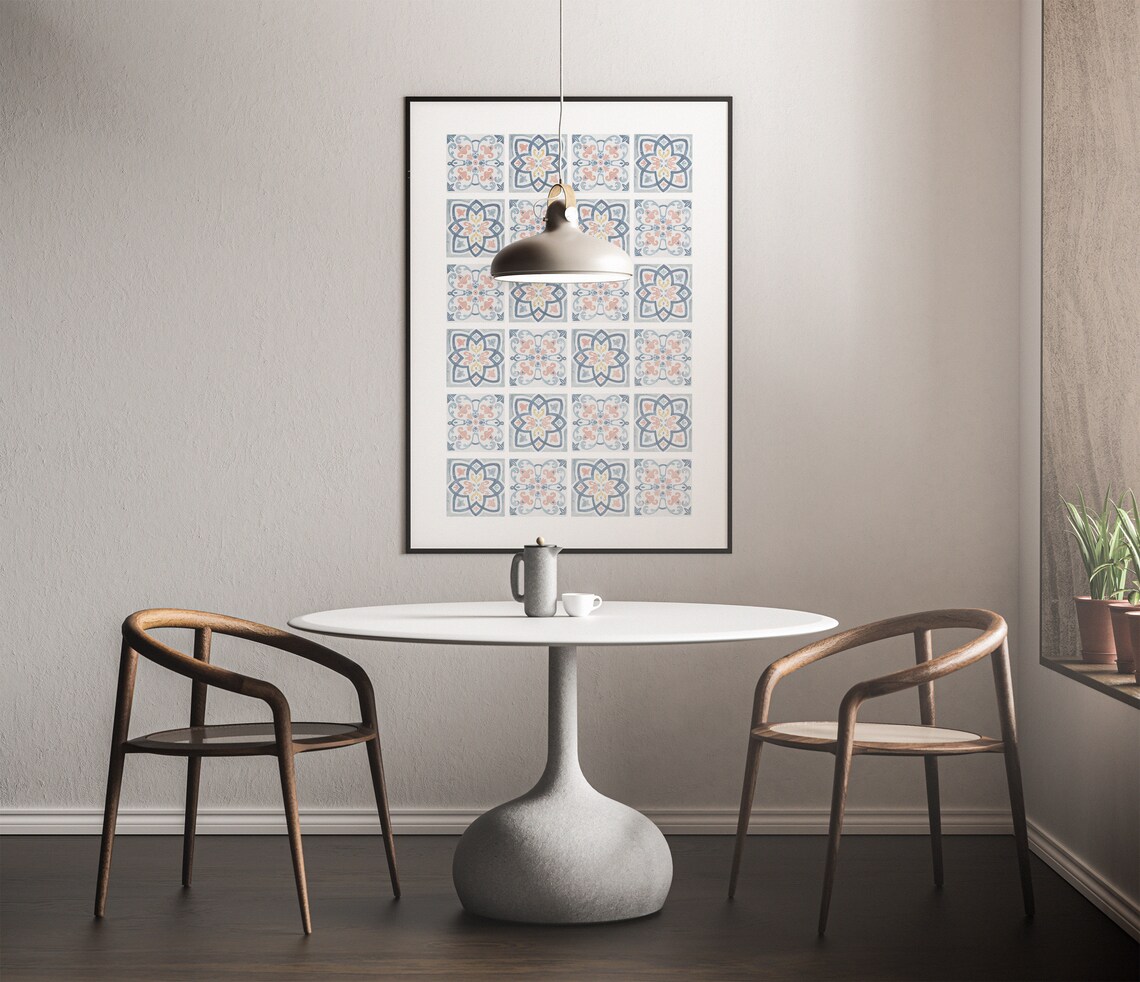 Faience Encaustic Tale Watercolor Mosaic Art Print - Image 2