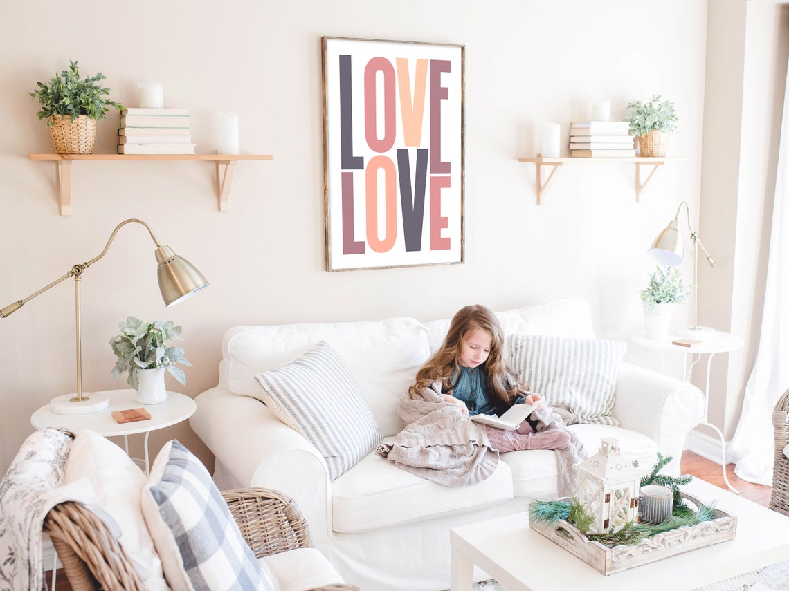 Love Typography Art Soft Pastel Stacked Letters Wall Decor Poster - Image 7