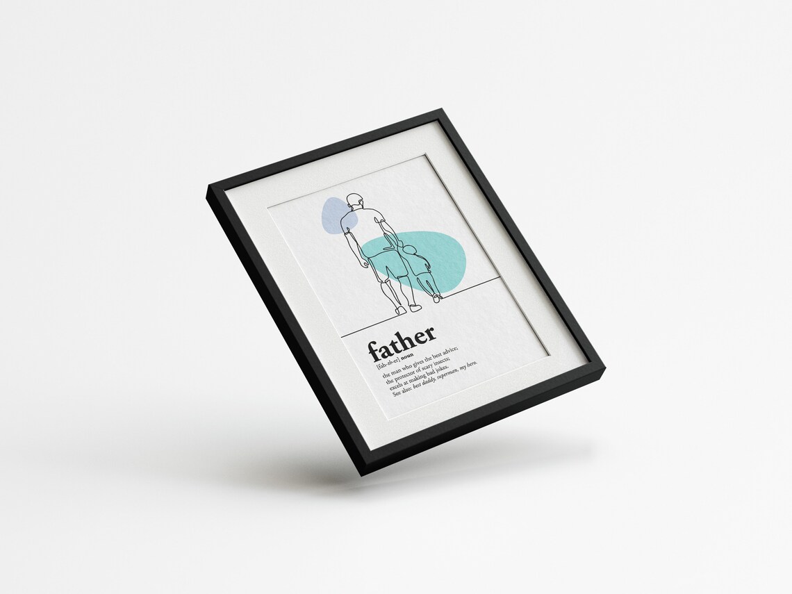 Father Definition Line Art Dad and Child Silhouette Quote Poster - Image 2