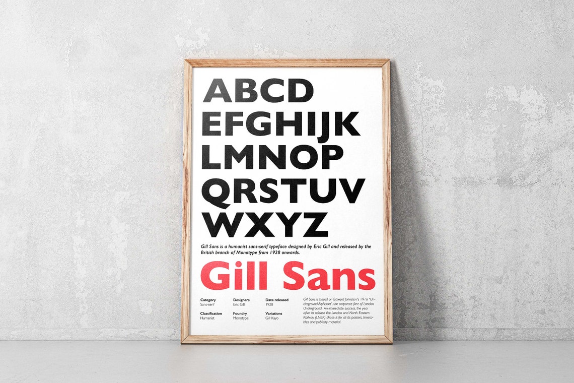 Gill Sans Typeface Alphabet Classic Typography Designer Poster - Image 6