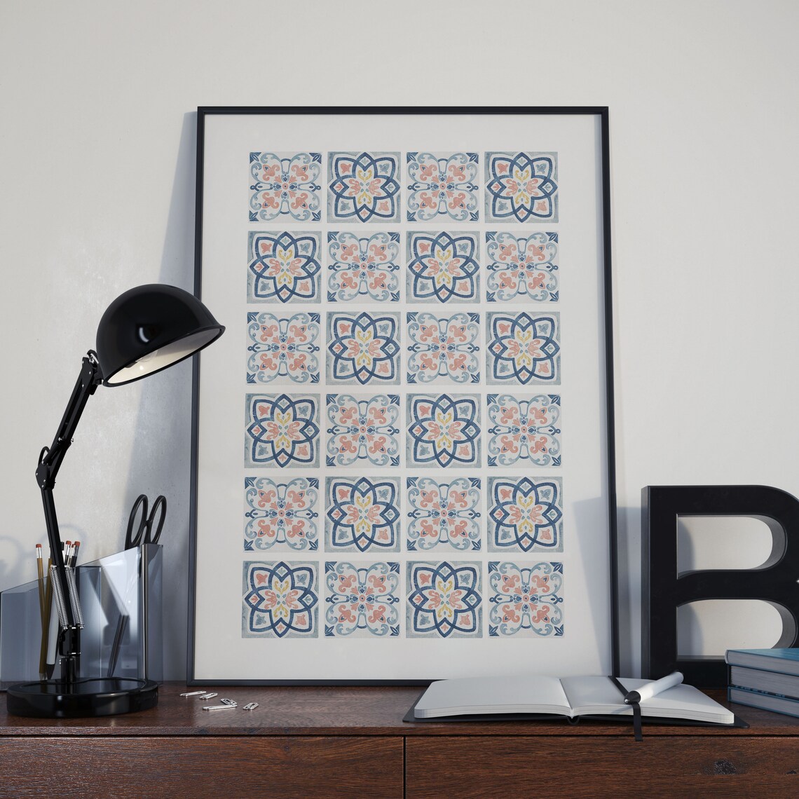 Faience Encaustic Tale Watercolor Mosaic Art Print - Image 3