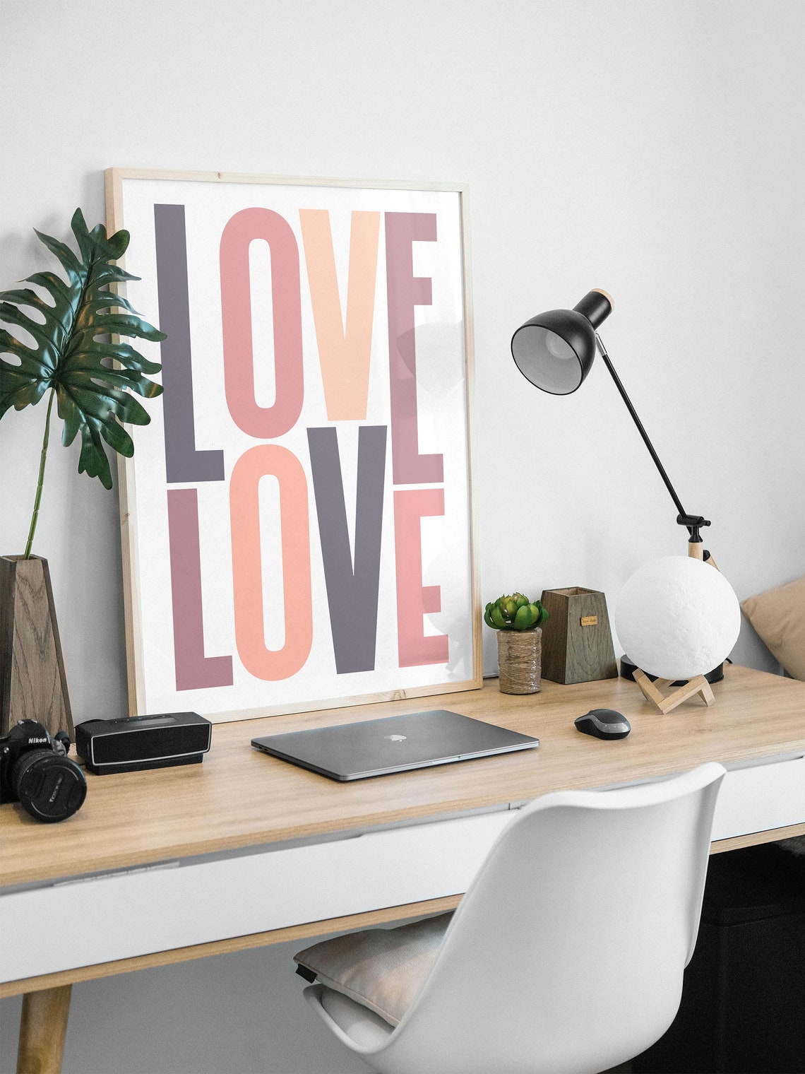 Love Typography Art Soft Pastel Stacked Letters Wall Decor Poster - Image 4