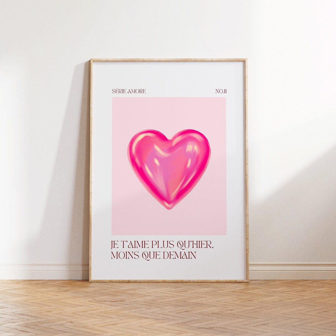 Pink Heart Je Taime French Love Quote Serie Amore Trendy Poster - Image 3