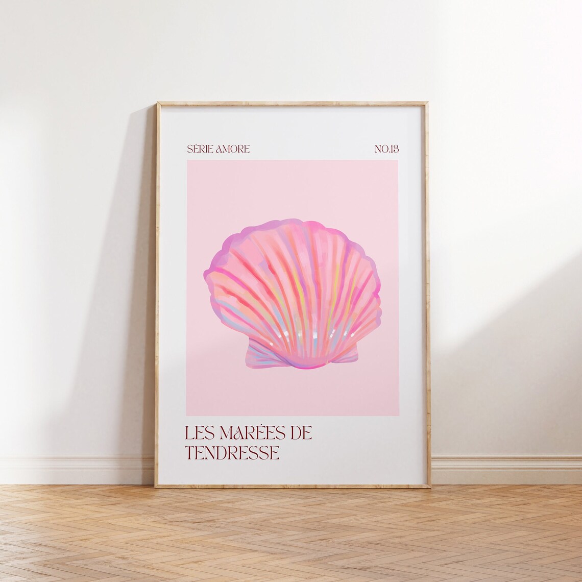 Pink Scallop Shell Les Marees De Tendresse French Love Poster