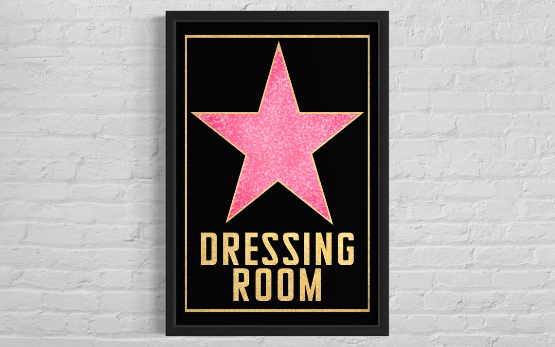 Pink Glitter Star Dressing Room Gold Hollywood Glam Sign Poster - Image 2