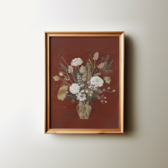 Vintage Victorian Botanical Bouquet, Cottage Core Art Print
