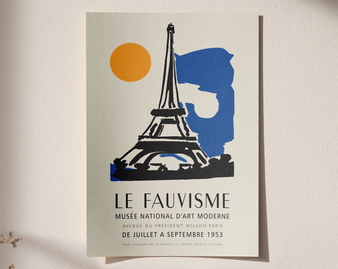 Le Fauvisme Paris 1953 Museum Exhibition Poster with Eiffel Tower