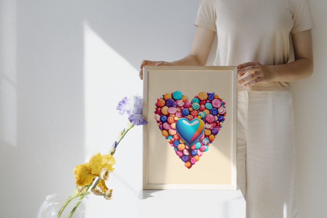 Candy Heart Colorful Sweet Lollipop Love Art Valentine Wall Poster - Image 2