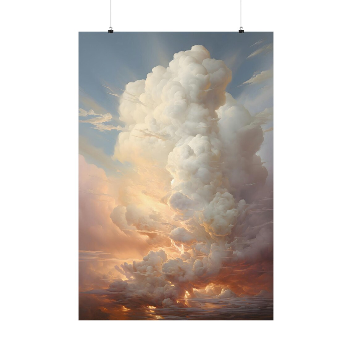 Big Clouds, Vintage Moody Sky Landscape Art Print - Image 2