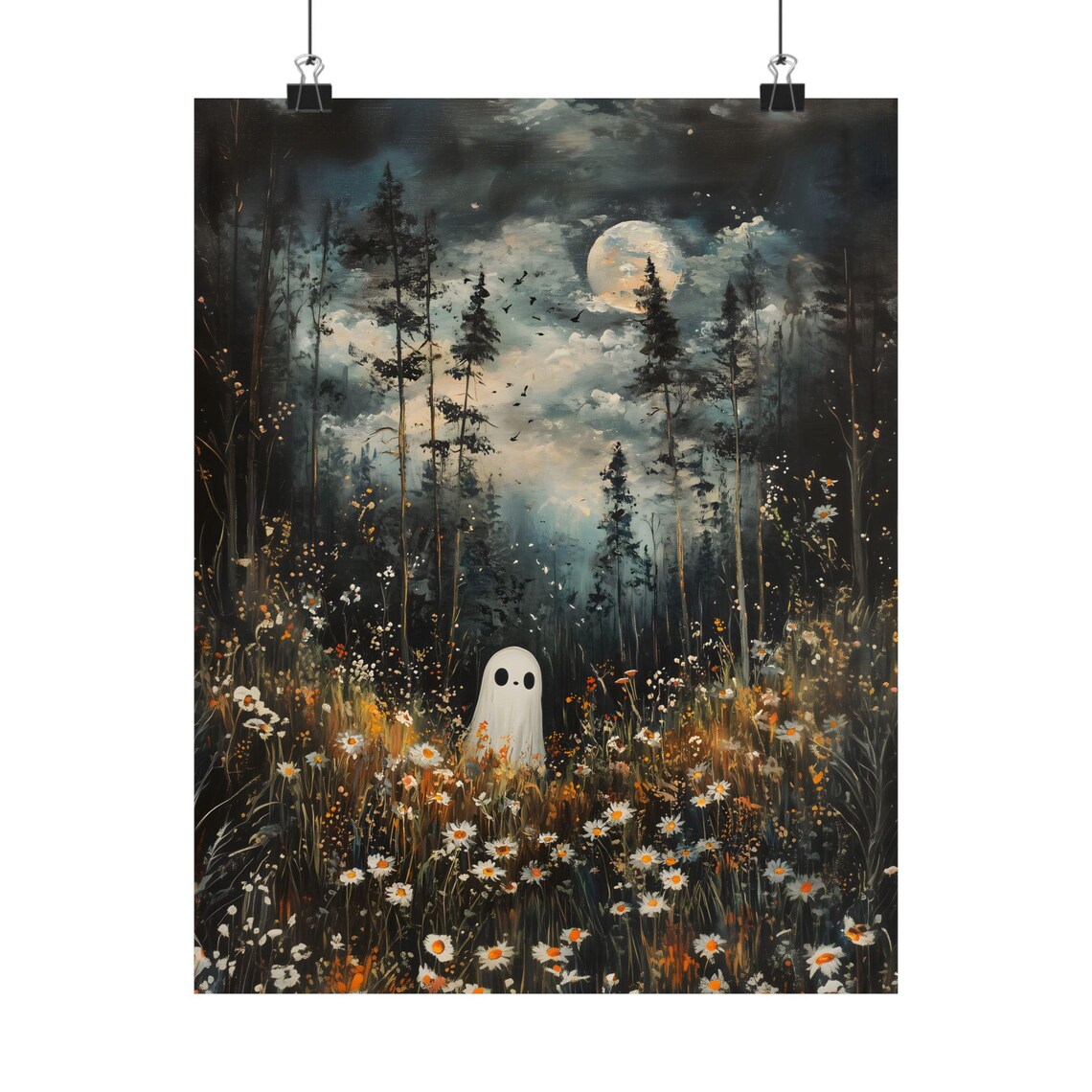 Ghost in Magical Forest Meadow, Dark Academia Art Print - Image 2