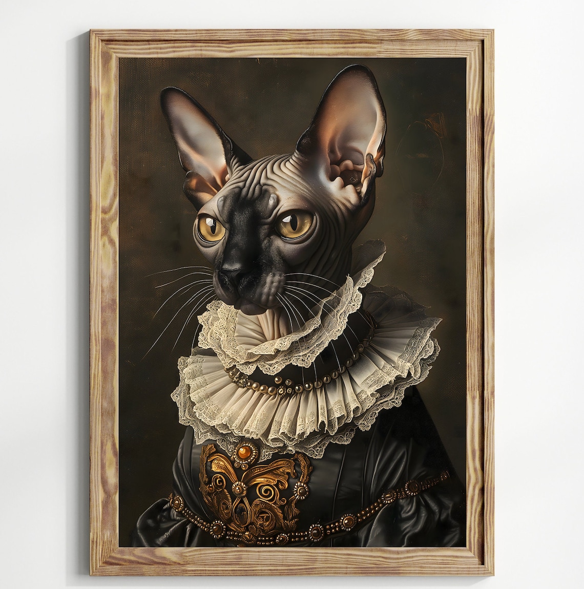 Victorian Sphynx Cat, Dark Academia Gothic Art Print
