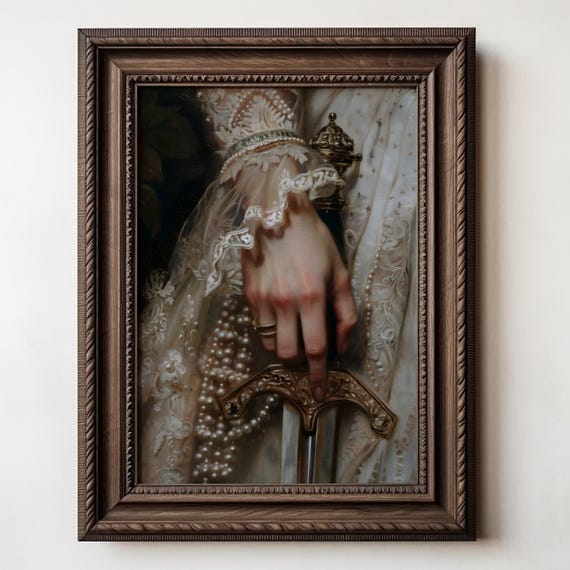 Victorian Woman With Sword, Moody Wall Art Print