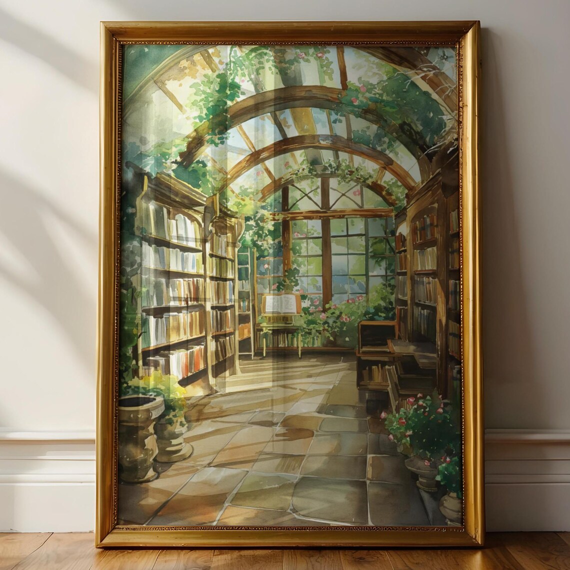 Vintage Library Greenhouse Reading Wall Art Print