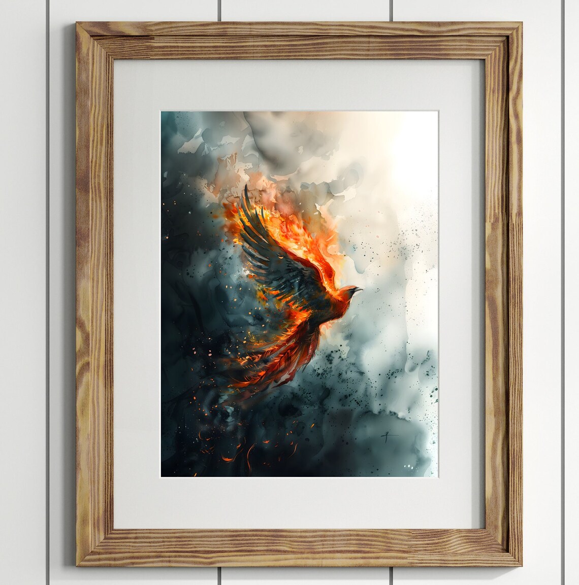Phoenix Watercolor Art Print, Dark Academia Fantasy - Image 2