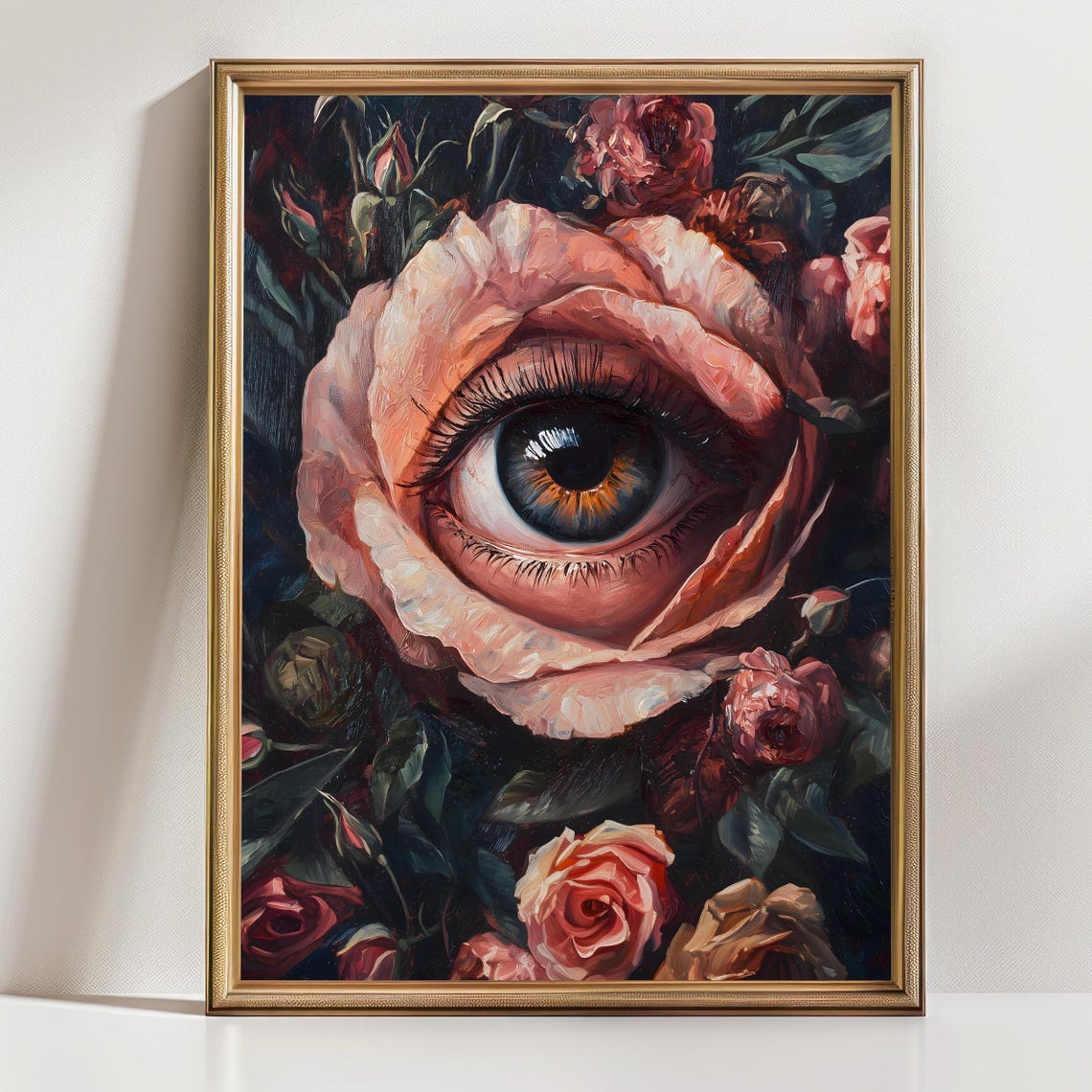 Surreal Human Eye Inside Pink Rose Dark Botanical Macabre Art Poster - Image 2