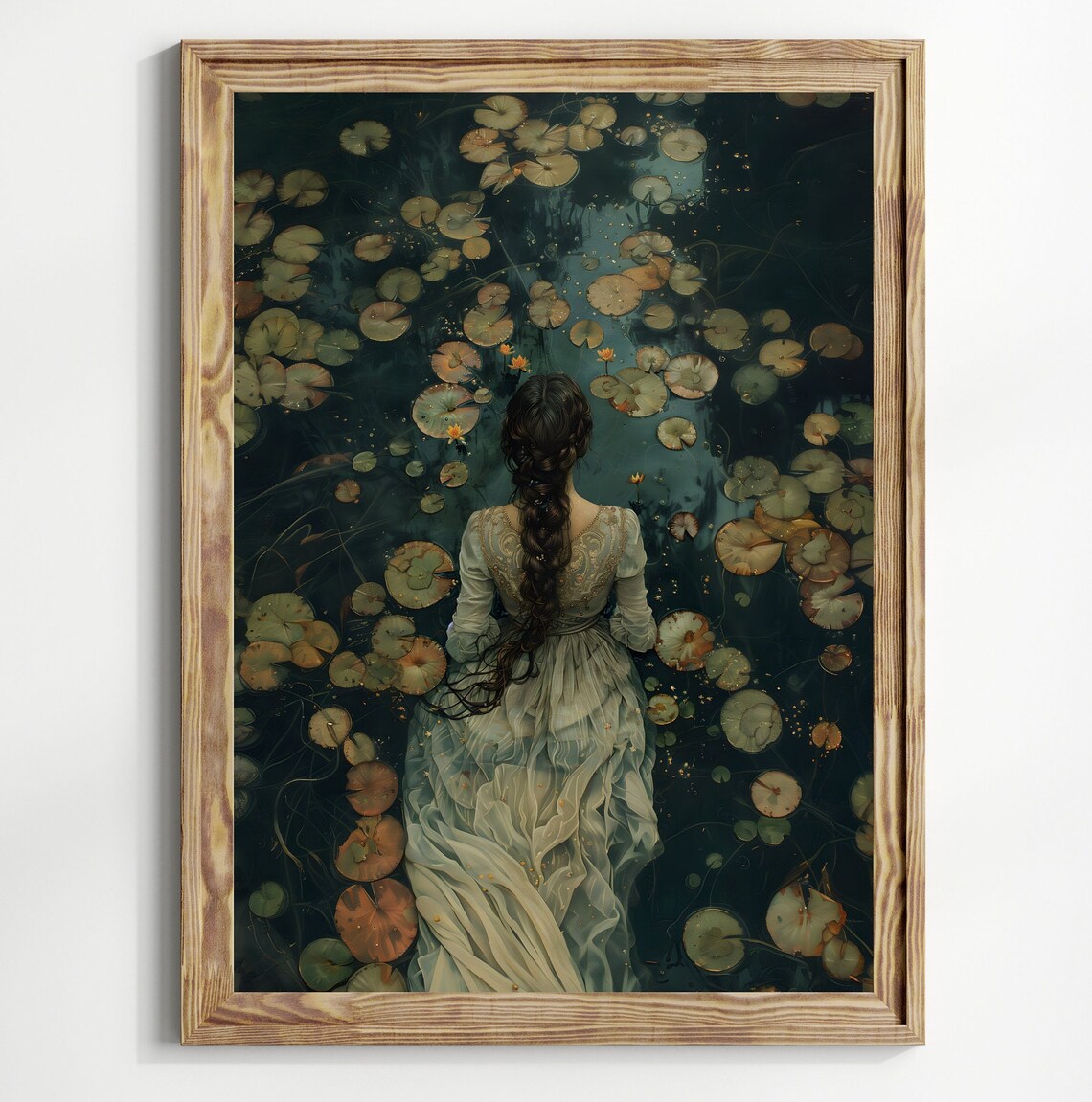 Ophelia Dark Academia Gothic Lake Art Print