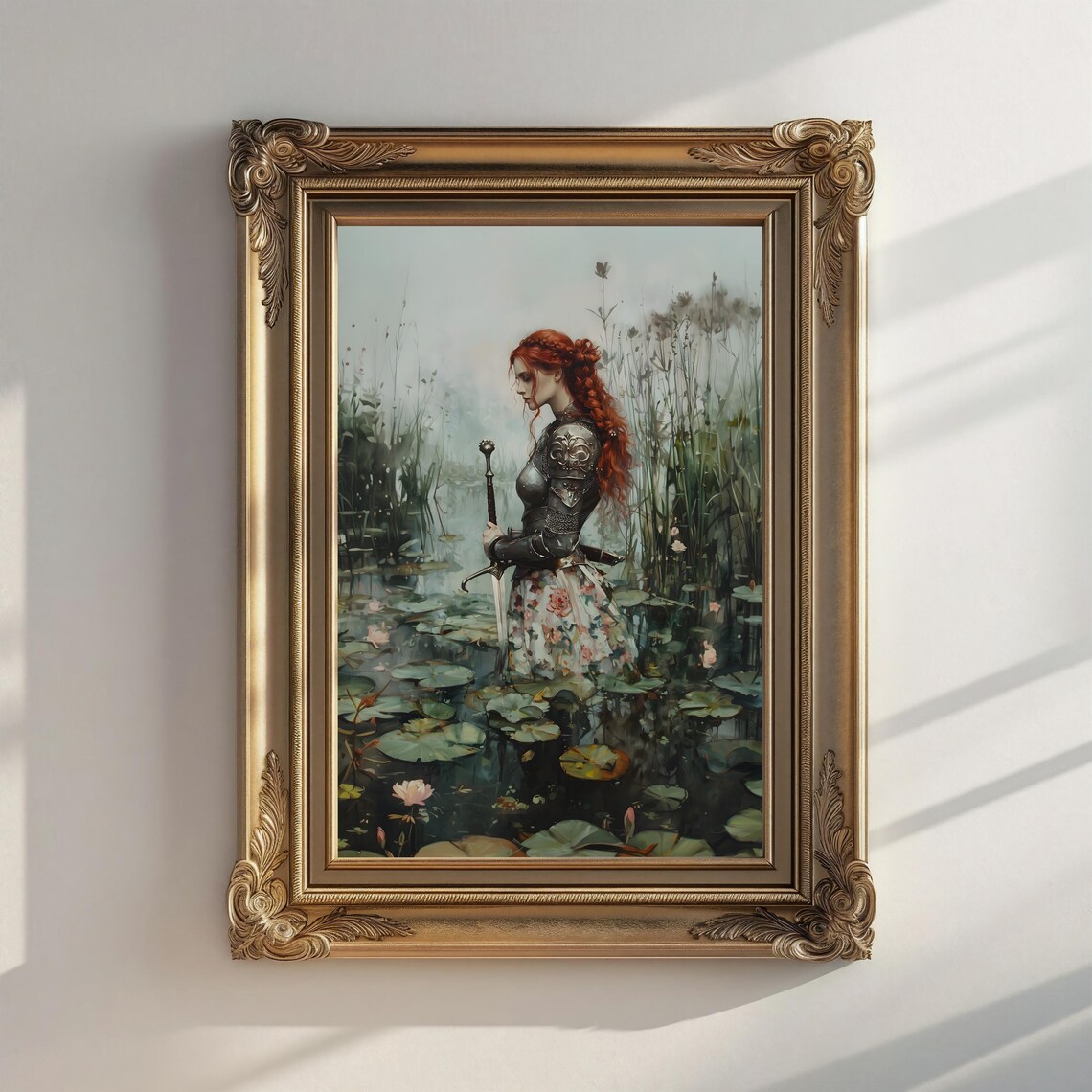 Victorian Woman With Sword Art Print, Lake Art - Image 3
