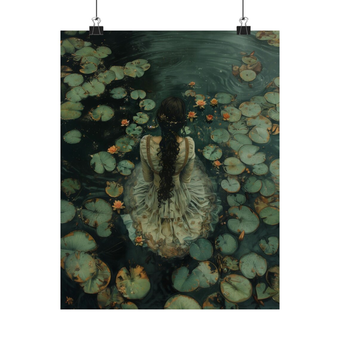 Ophelia Dark Academia Art Print, Gothic Victorian Mood - Image 3