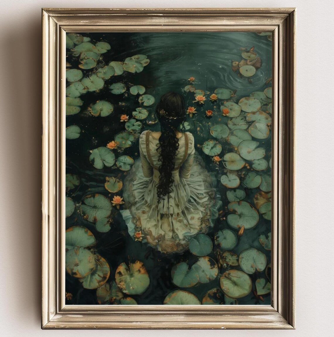 Ophelia Dark Academia Art Print, Gothic Victorian Mood