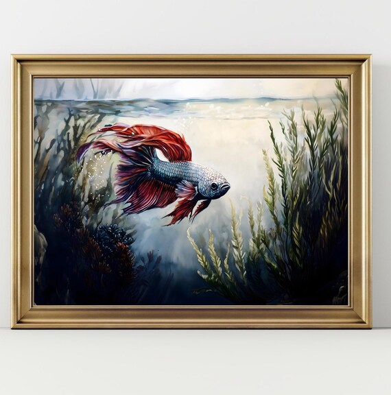 Aquarell Betta Fisch Painting Betta Fish Watercolor Print Of Fish Aquarium Painting Betta Art Aquarium Lover Gift For Betta Fisch Owner