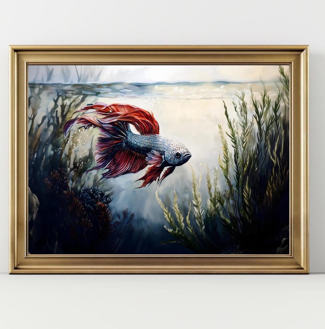 Aquarell Betta Fisch Painting Betta Fish Watercolor Print Of Fish Aquarium Painting Betta Art Aquarium Lover Gift For Betta Fisch Owner