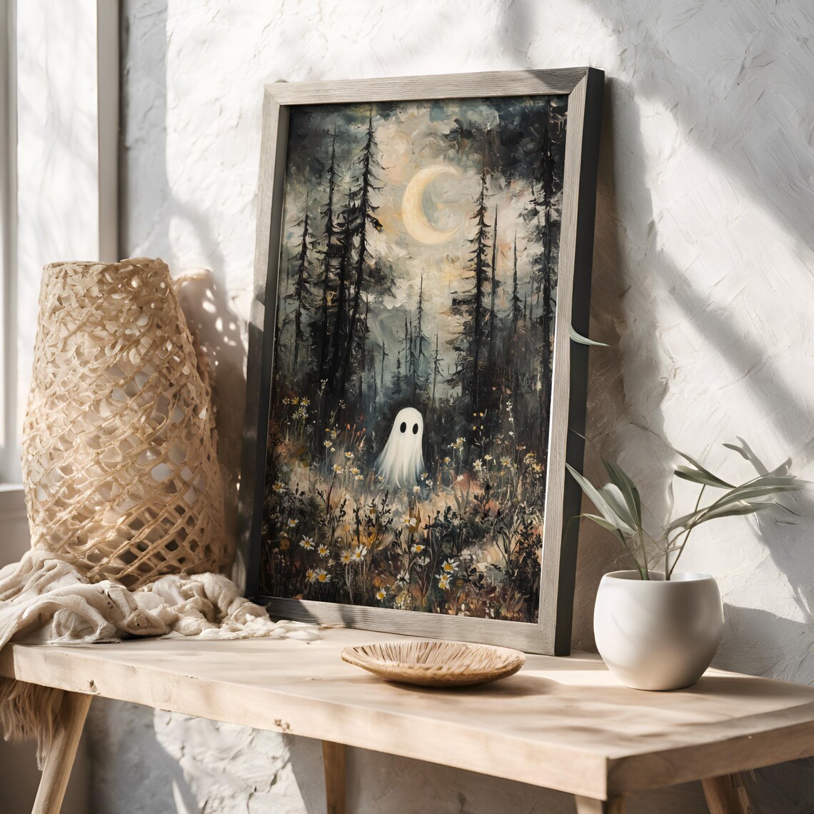 Ghost In Magical Forest Meadow Art Print, Halloween - Image 2