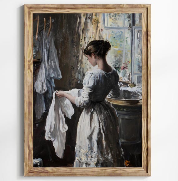 Making Laundry Dark Academia Print Moody Victorian Wall Art Dark Decor Aesthetic Dark Cottagecore Gothic Prints Laundry Room