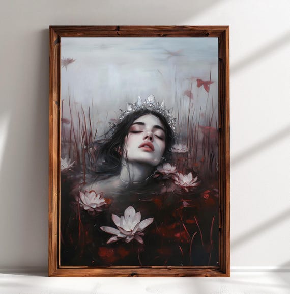 Nymph Moody Dark Academia Print The Lake Goth Moody Victorian Wall Art Dark Decor Aesthetic Dark Cottagecore Gothic Prints