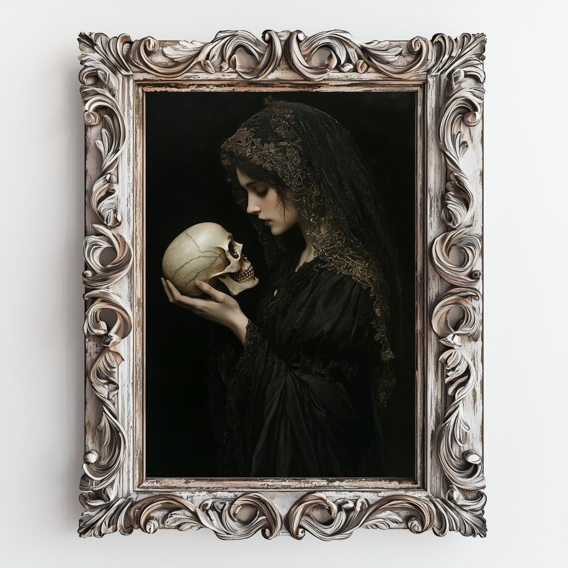 Lady Macbeth With Skull, Victorian Gothic Art Print
