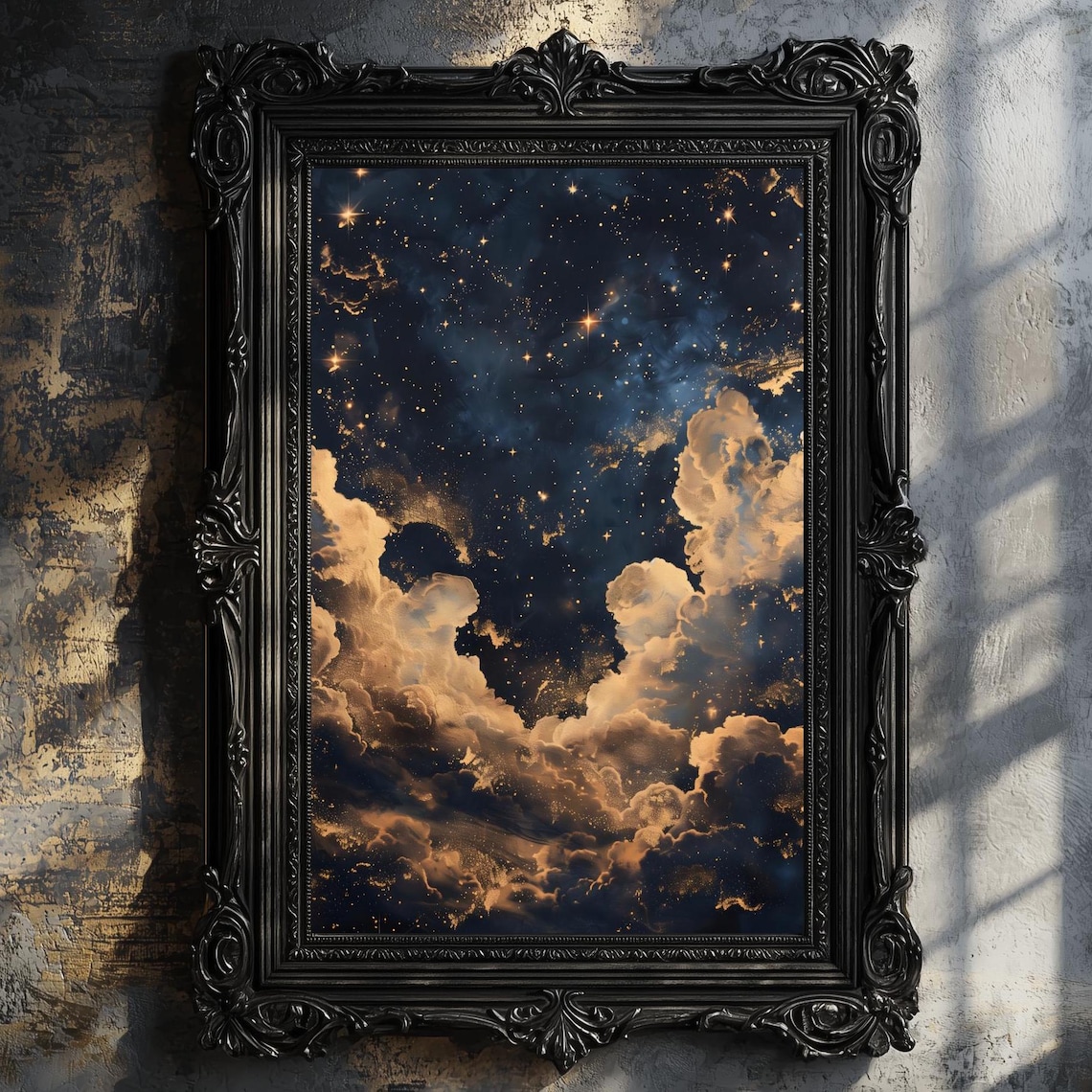 Celestial Night Sky, Moody Academia Wall Art Print
