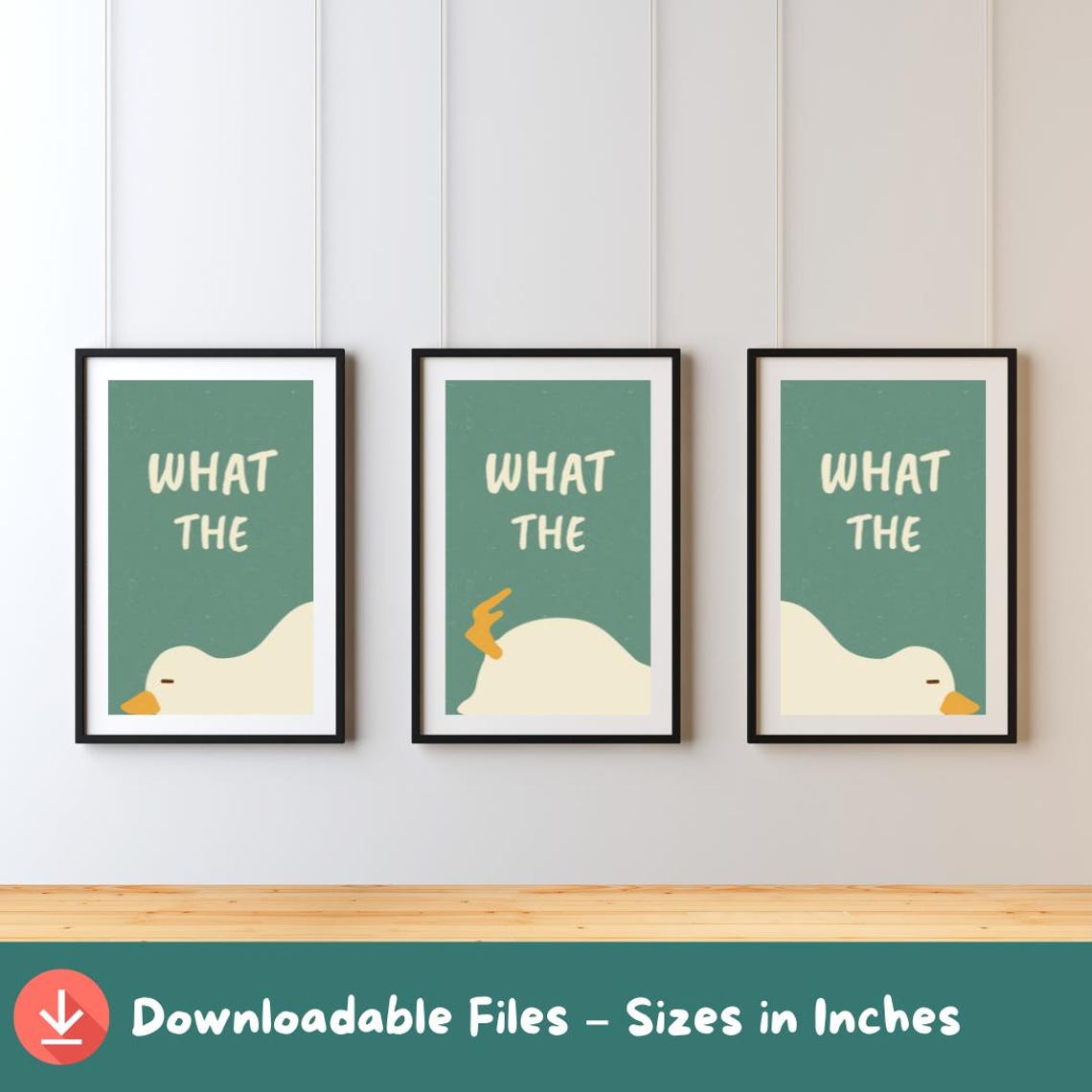 Funny Duck Print Sarcastic Animal Poster Humorous Wall Art 3piece Set