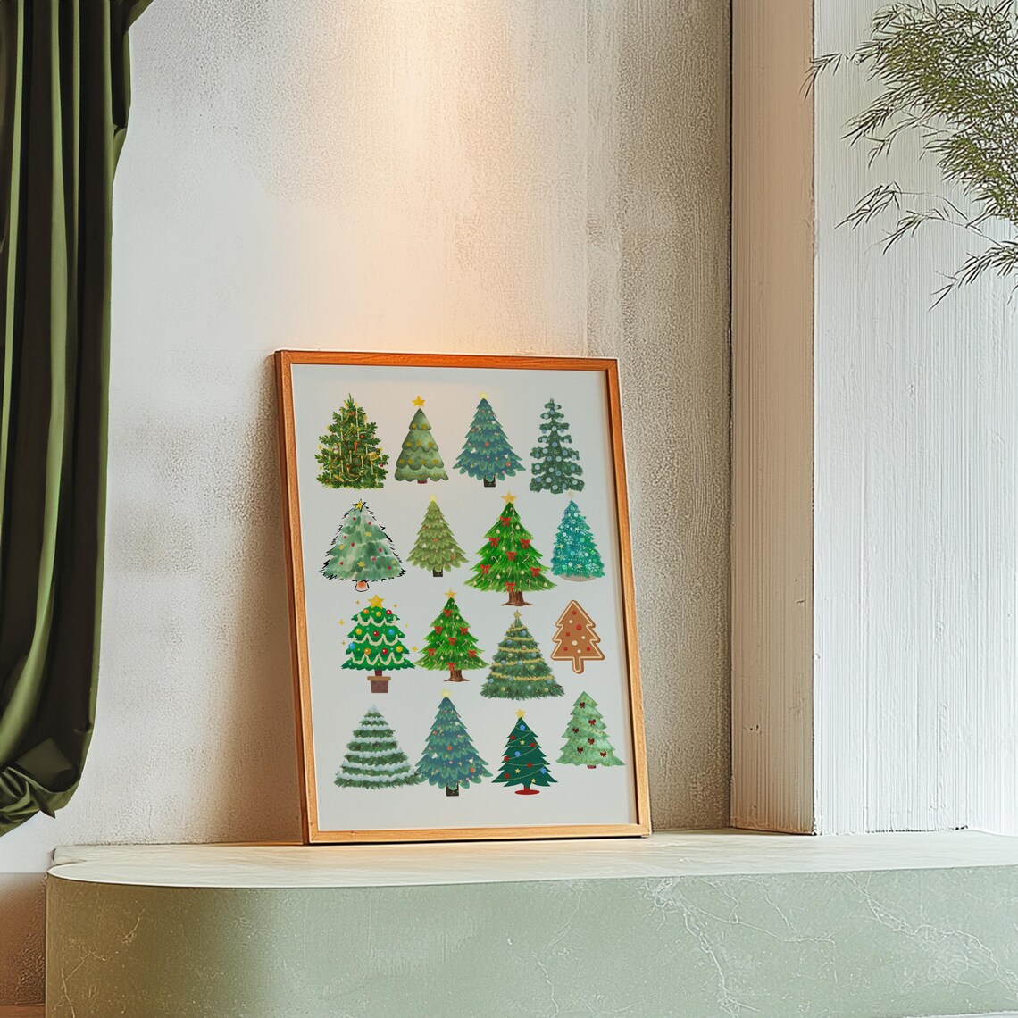 Christmas Tree Collection Poster Sixteen Watercolor Trees Holiday - Image 2