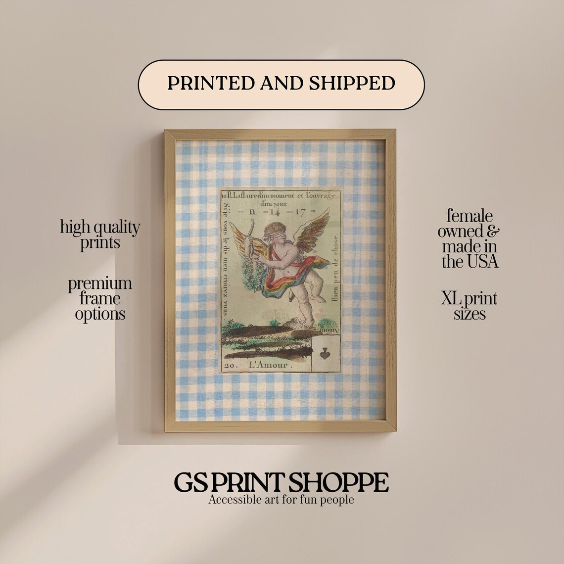 L'Amour Cupid Blindfolded Vintage French Playing Card Art Print